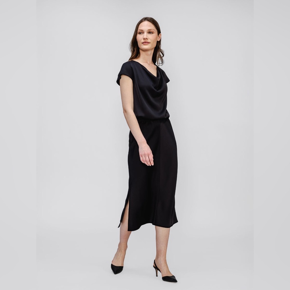 Ministry of Supply Black Swift Satin Reversible Skirt NWT